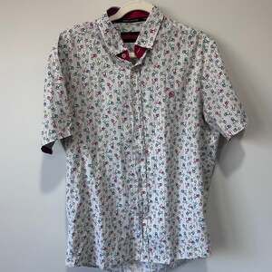 Harper + Leyland Men's Short Sleeve Button-Up Scooter Print Shirt, Sz XL
